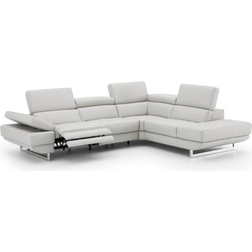 Annalaise Sectional Sofa w/ Right Facing Chaise in Silver Grey Leather